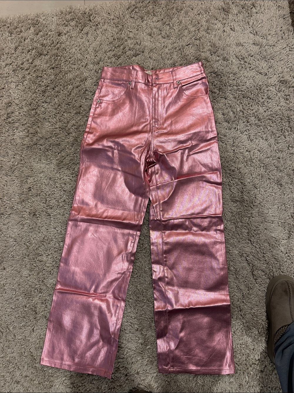 Meshki Metallic Pink Straight Leg Jeans
